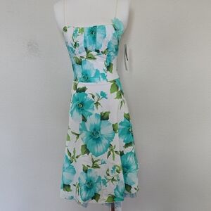 Ruby Rox Floral Blue and Green Women's Dress